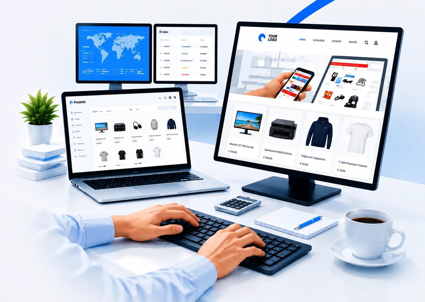 Software ecommerce professionale con gestione prodotti, ordini, magazzino e spedizioni