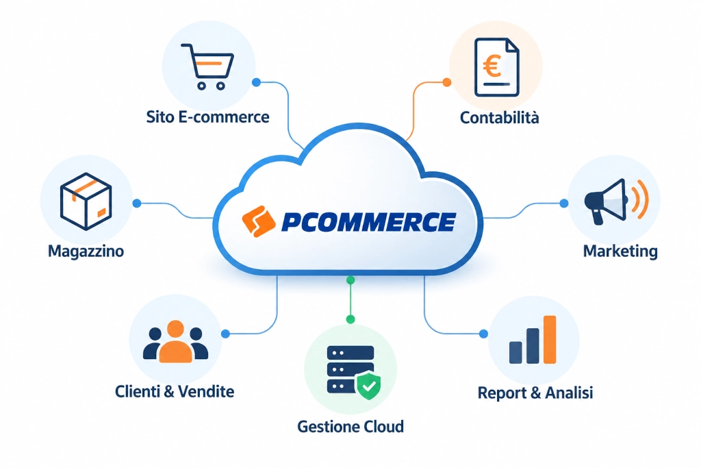 Pcommerce: gestionale aziendale integrato per e-commerce, magazzino e contabilità