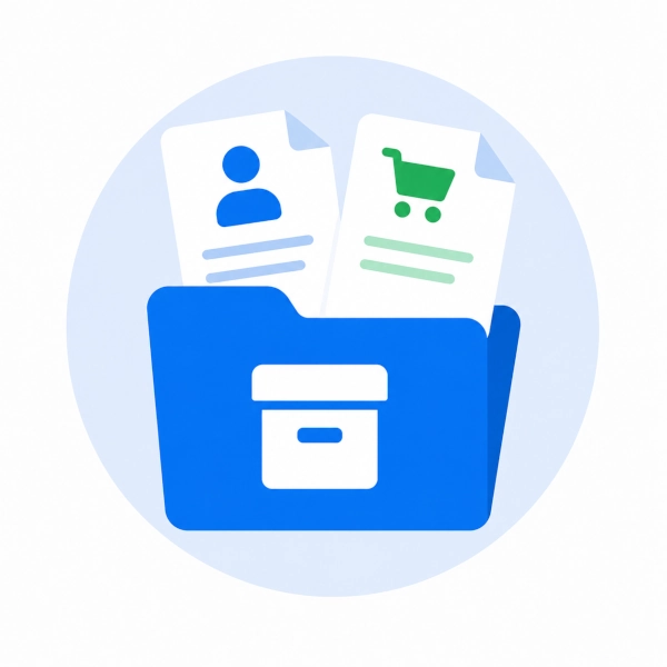 Sezione Archivio File clienti ed ordini
