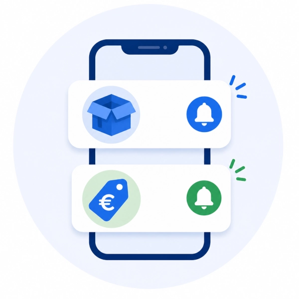 Notifiche su Arrivo prodotti e variazioni di prezzo