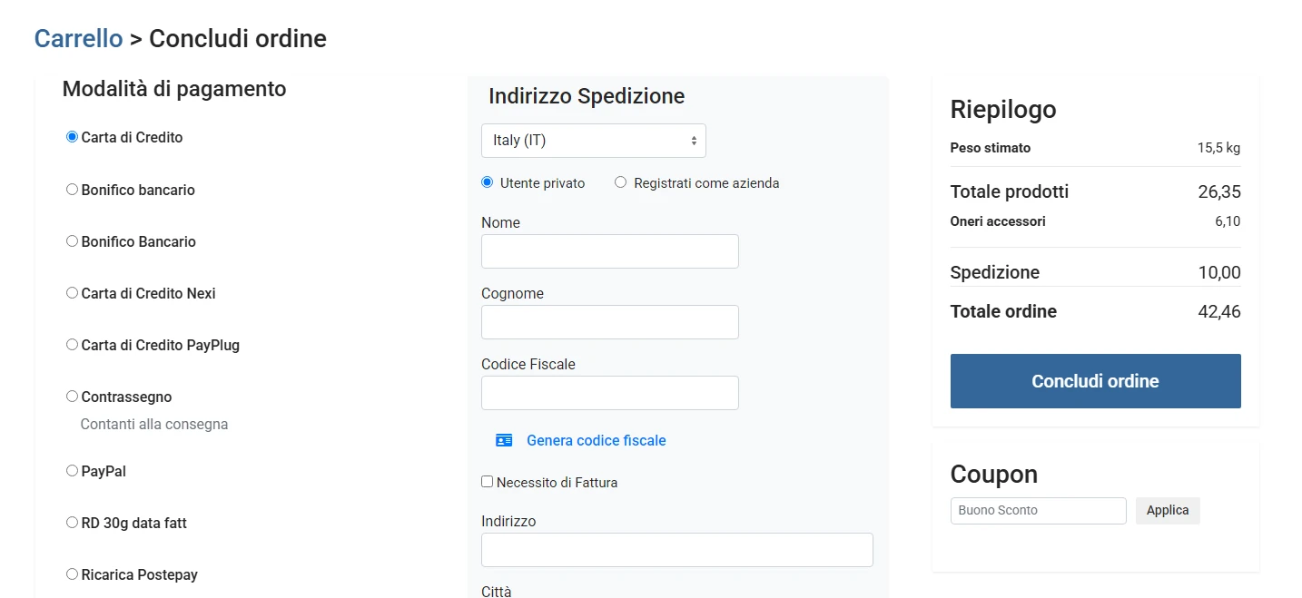 Ecommerce con Checkout Ospiti