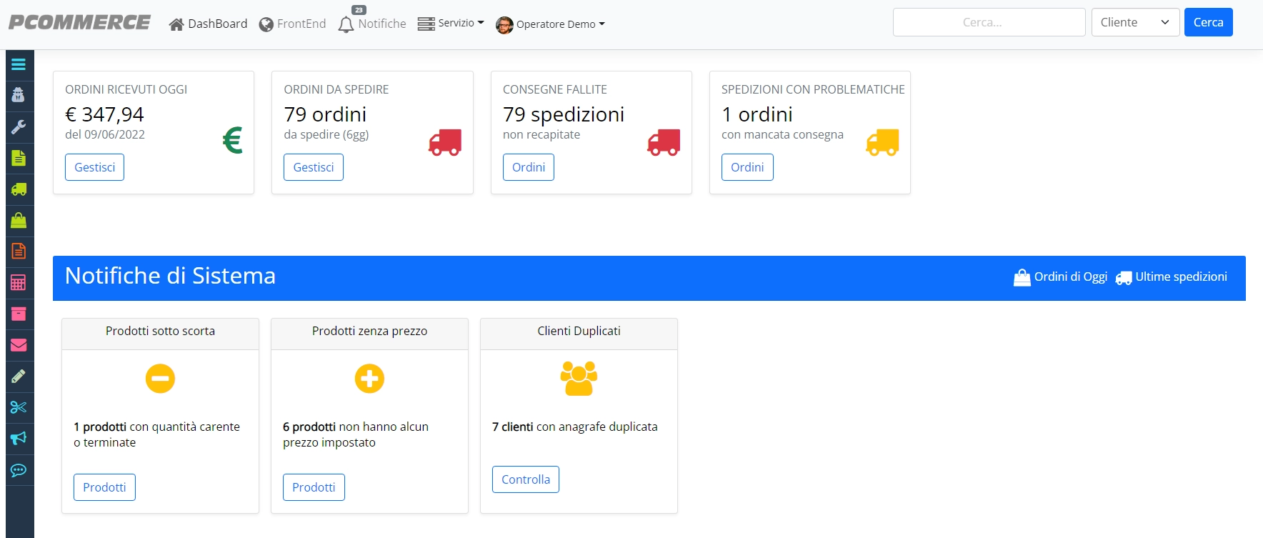 Dashboard Notifiche Realtime Qapla
