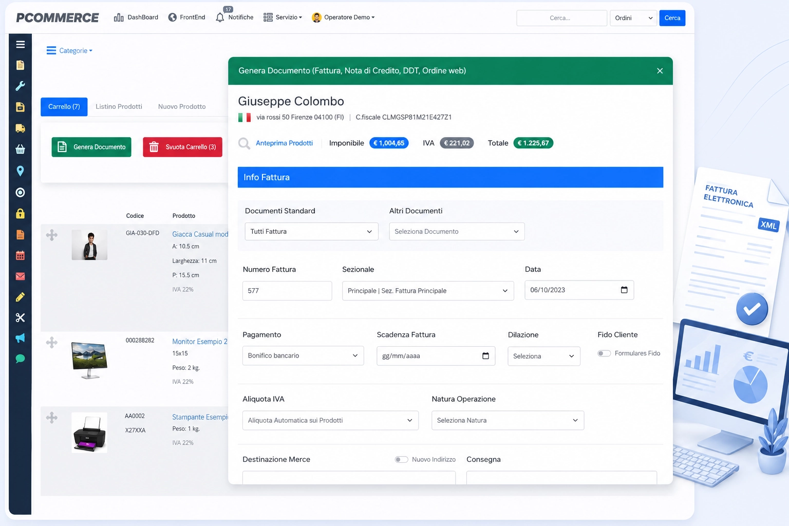Fatturazione integrata nel gestionale ecommerce