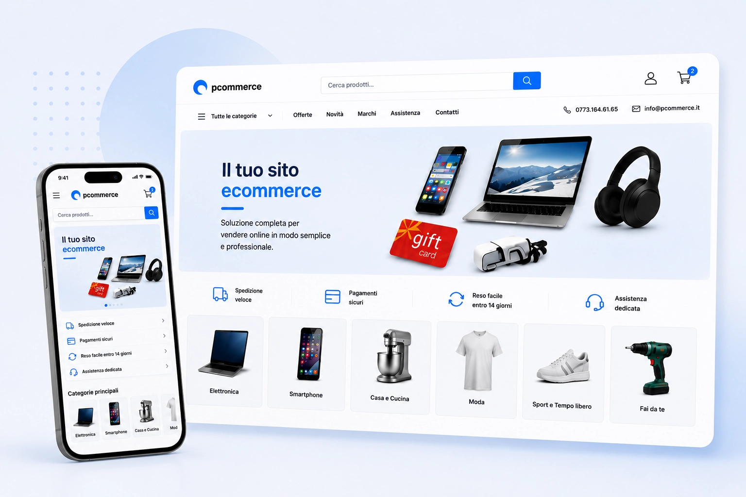 Sito ecommerce professionale Pcommerce