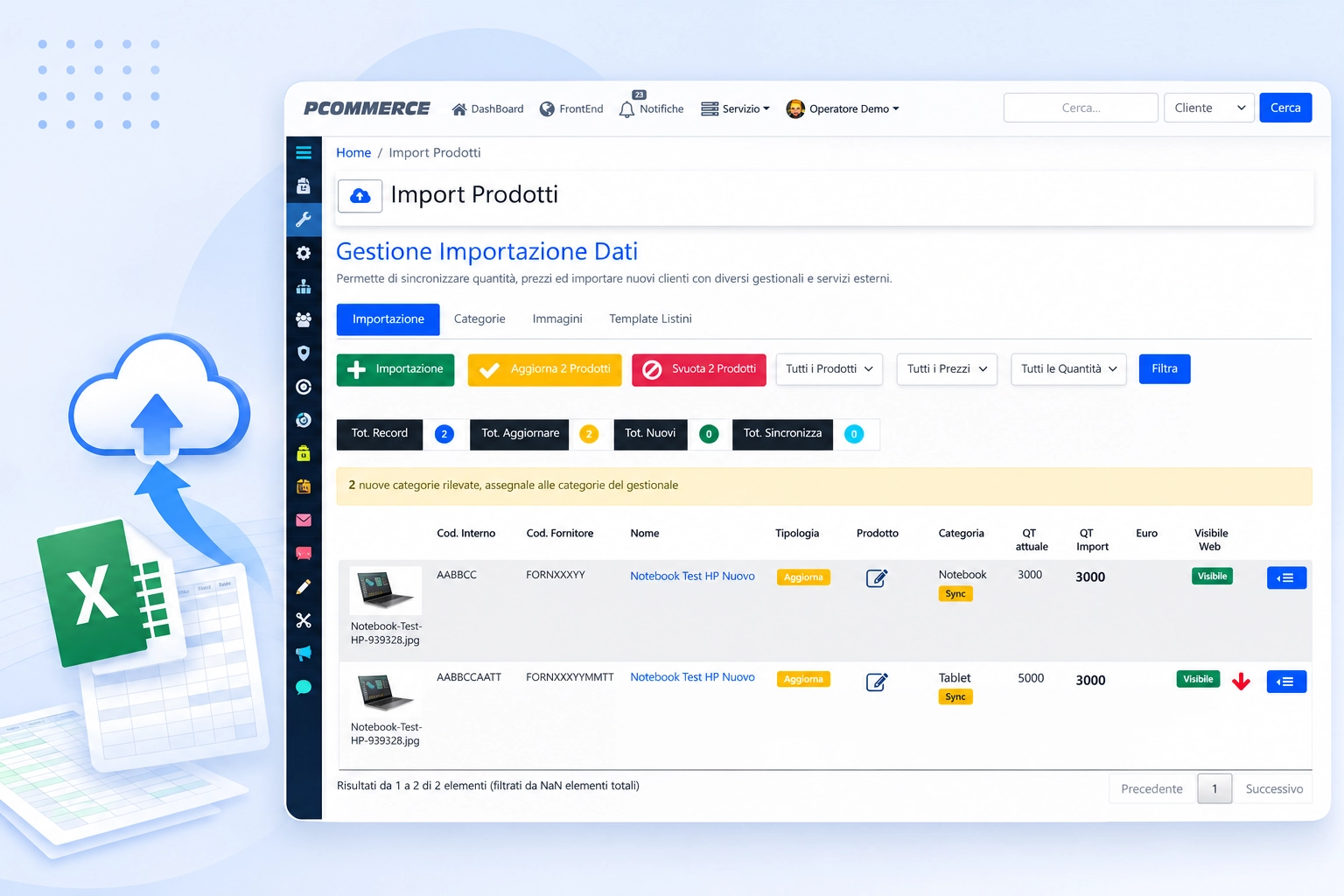 Importazione automatica prodotti e catalogo ecommerce