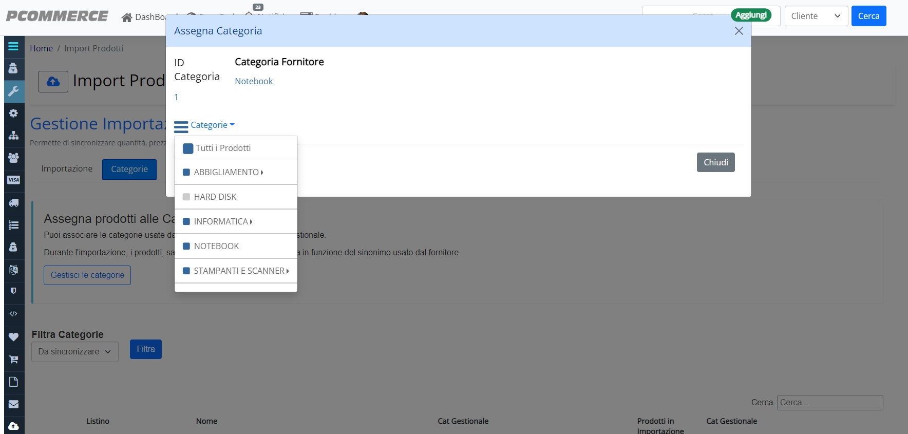 Associazione Categorie Importazione