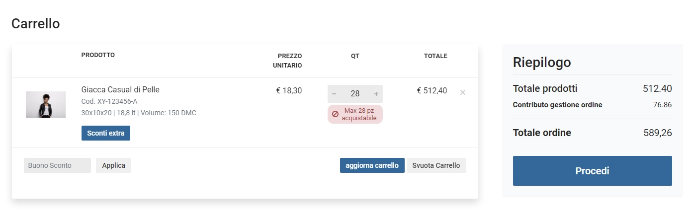 Limita le quantit&agrave; disponibili per la vendita