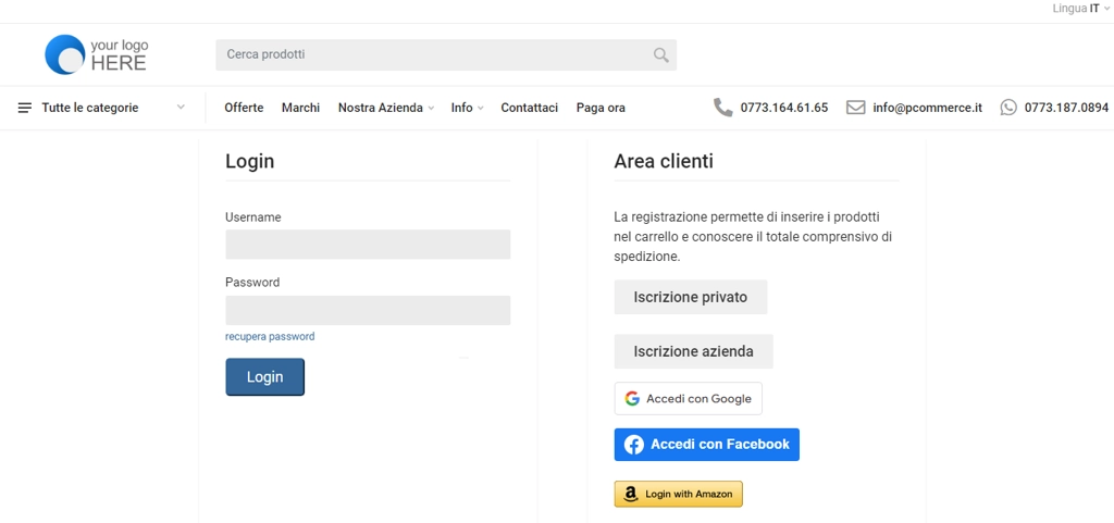 Pagina Login con Amazon