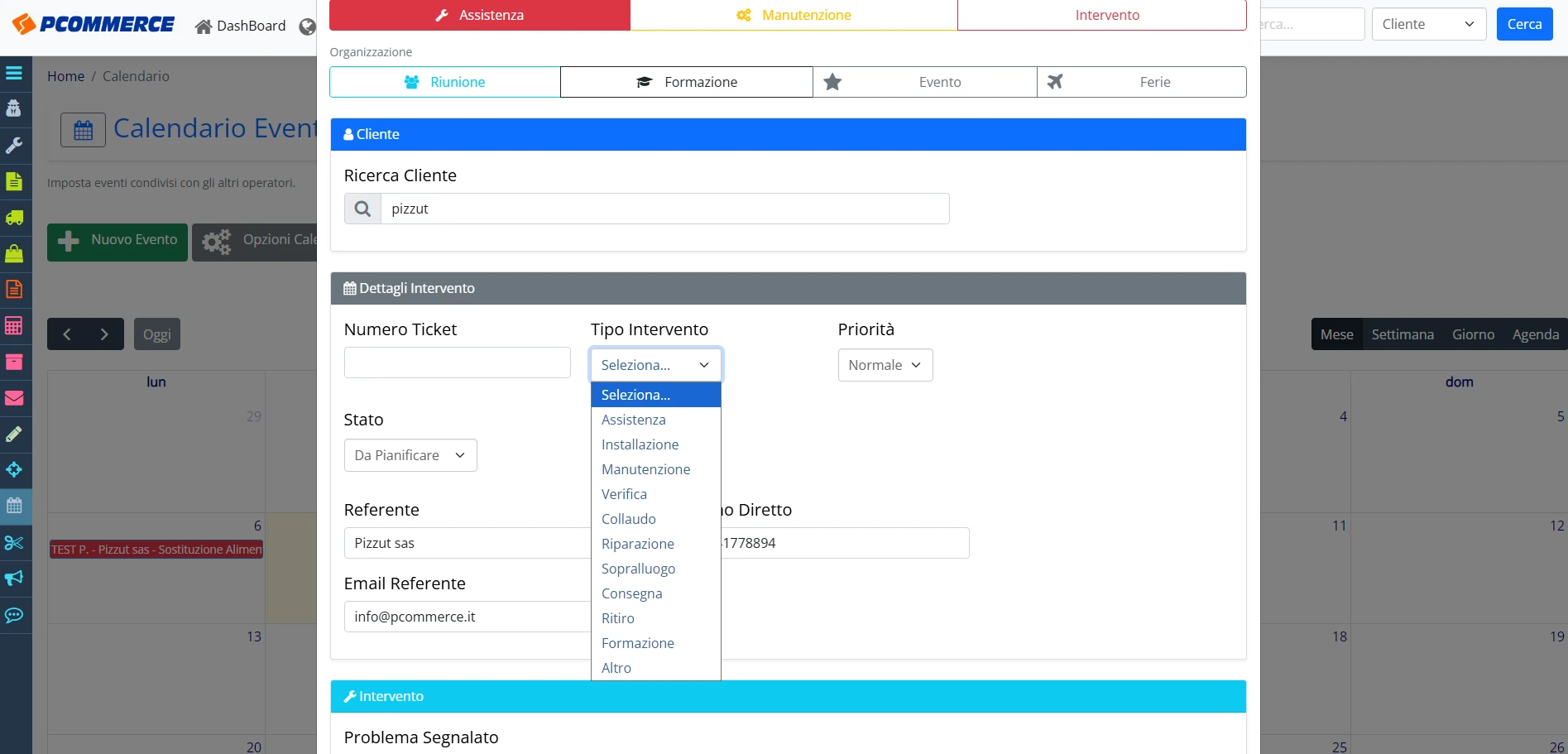 Gestione assistenze e interventi in Pcommerce