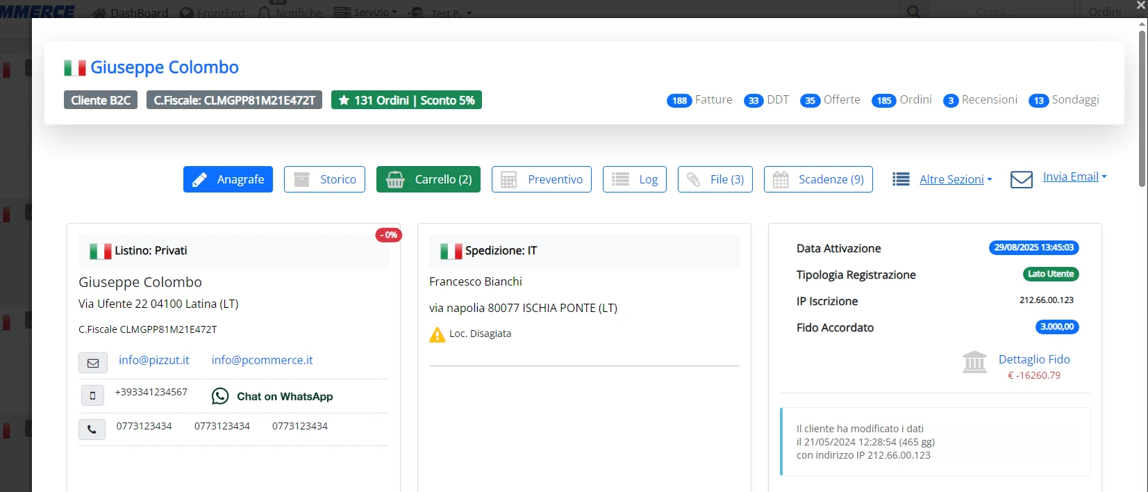 Validazione automatica indirizzo di spedizione